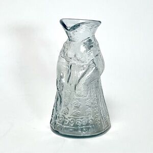 Vintage Pitcher Decanter Women of Normandy, French Folk Art Glass 6”x3”